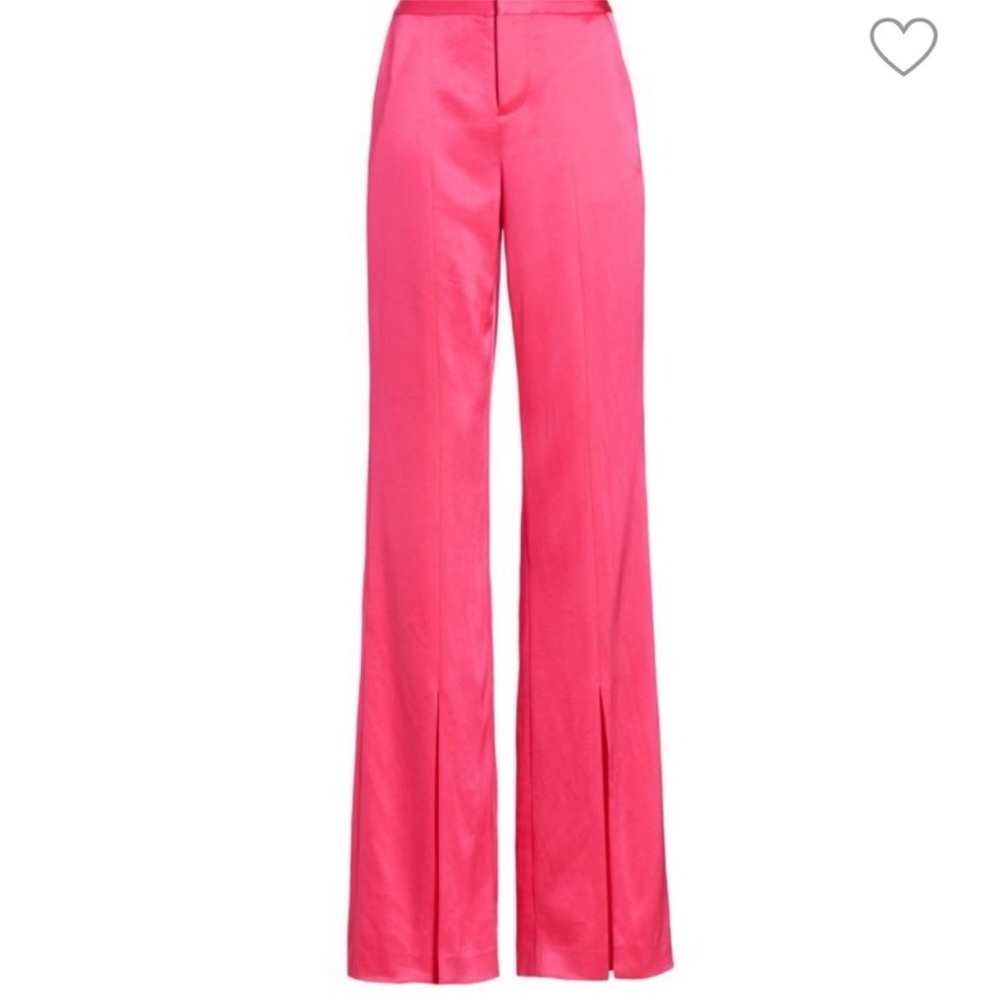 Alice + Olivia Jodi Jody Satin Slit Front Pants in Candy Pink- 2 - Picture 3 of 11